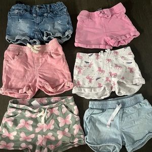 6pairs of girls 4-5 yr old shorts-2 pairs of Joes/2 VGold/Cat&Jack/1 carters